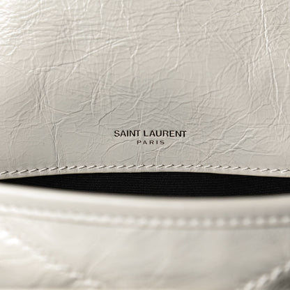 Saint Laurent Crinkled Calfskin Matelasse Monogram Baby Niki Chain Satchel Crema Soft 8 of 14