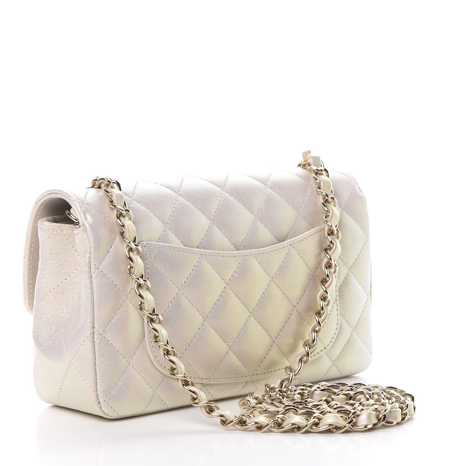 Chanel Iridescent Lambskin Quilted Mini Rectangular Flap Ivory 3 of 11