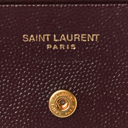 Saint Laurent Grain De Poudre Matelasse Chevron Cassandre Card Case Bordeaux 6 of 10