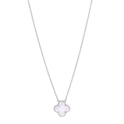 Van Cleef & Arpels 18K White Gold Chalcedony Vintage Alhambra Pendant Necklace 1 of 5
