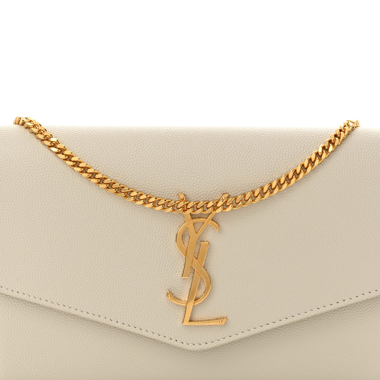 Saint Laurent Grain De Poudre Monogram Uptown Chain Wallet Crema Soft 9 of 12