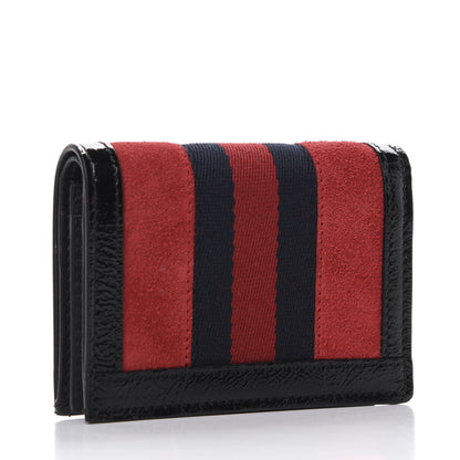 Gucci Suede Patent Web Ophidia Card Case Hibiscus Red Black 3 of 7