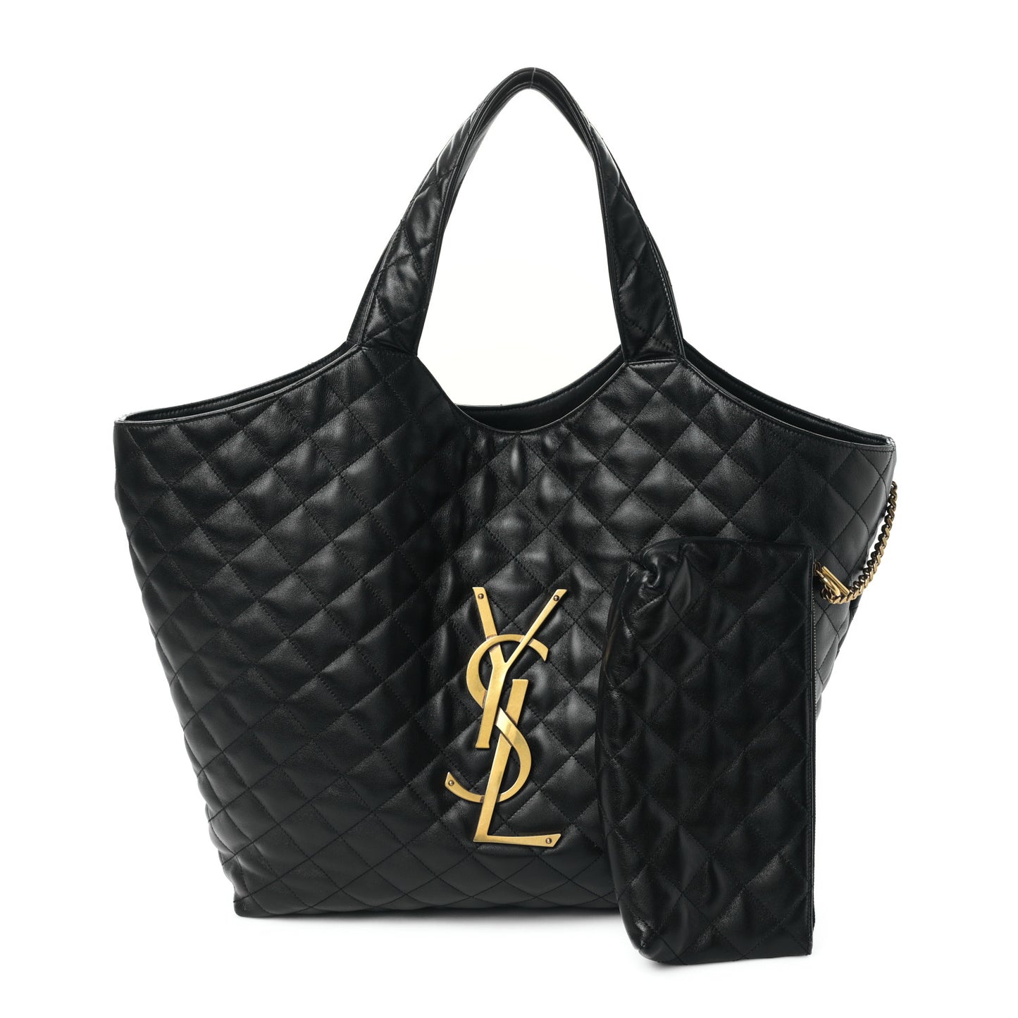 Lambskin Quilted Maxi Icare Shopping Tote Black