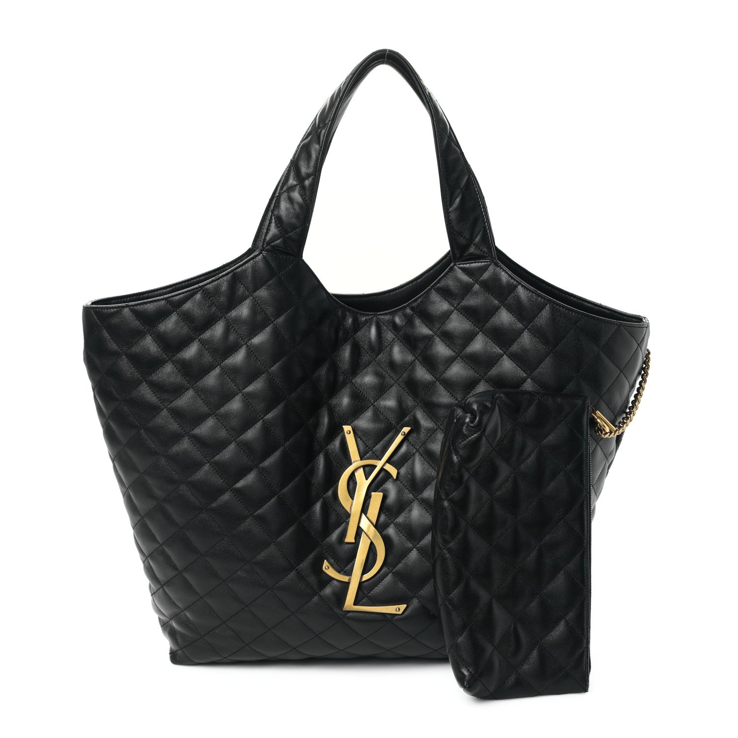 Saint Laurent Lambskin Quilted Maxi Icare Shopping Tote Black 3 of 9