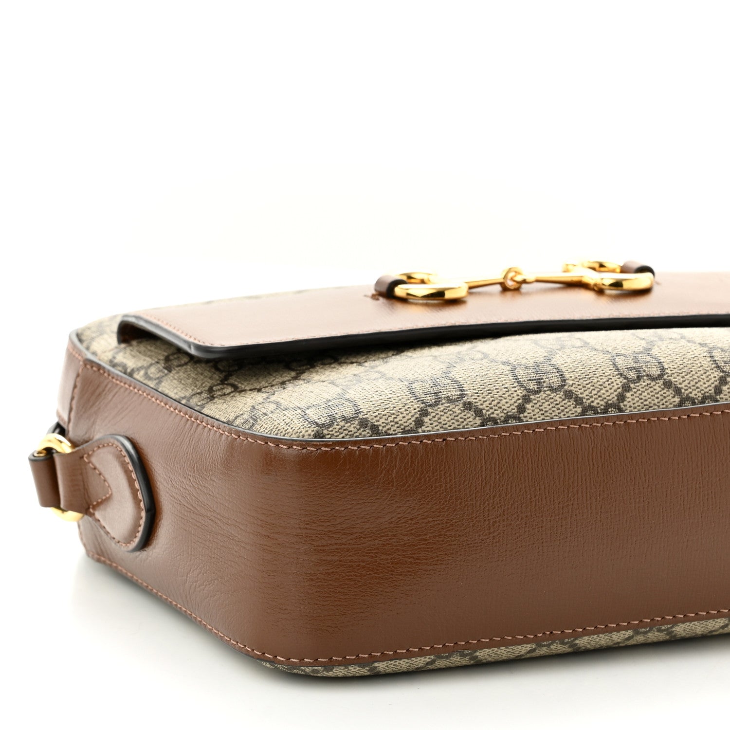 Gucci GG Supreme Monogram Small Horsebit 1955 Shoulder Bag Beige Brown Sugar 9 of 12