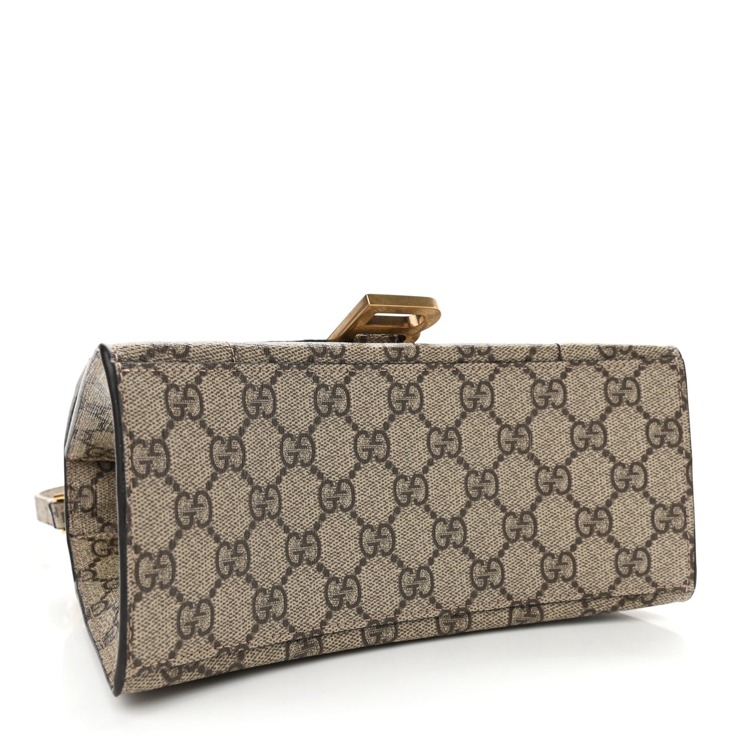 X GUCCI GG Supreme Monogram Small Hourglass Top Handle Bag Beige Ebony