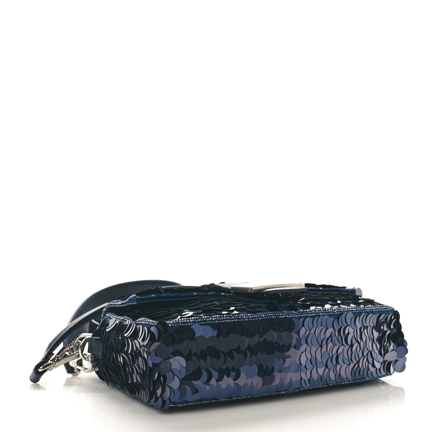 Sequin Paillettes Vitello Grace Striped Baguette Dark Blue Lunai