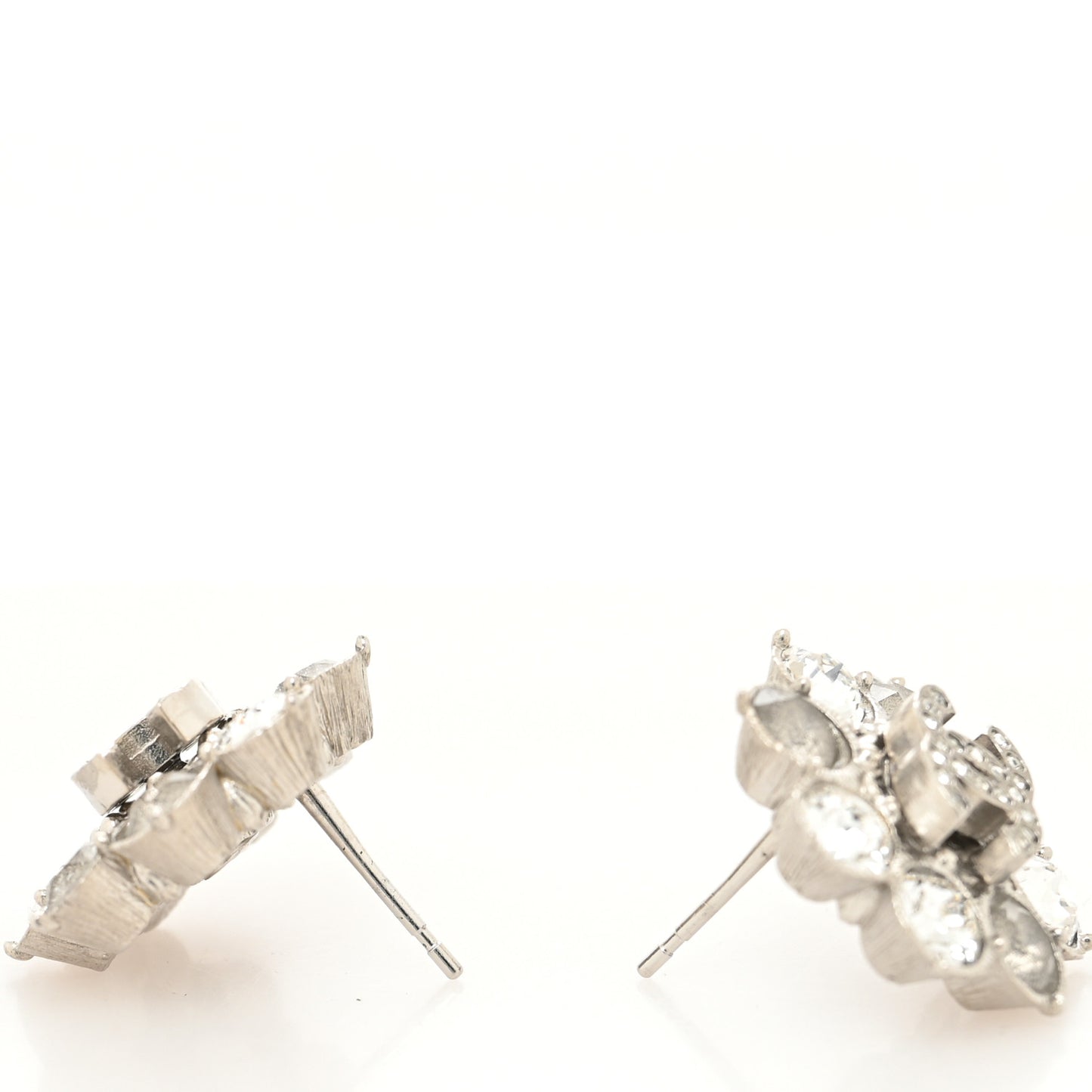 Crystal CC Flower Earrings Silver