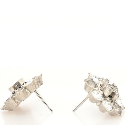 Chanel Crystal CC Flower Earrings Silver 3 of 4