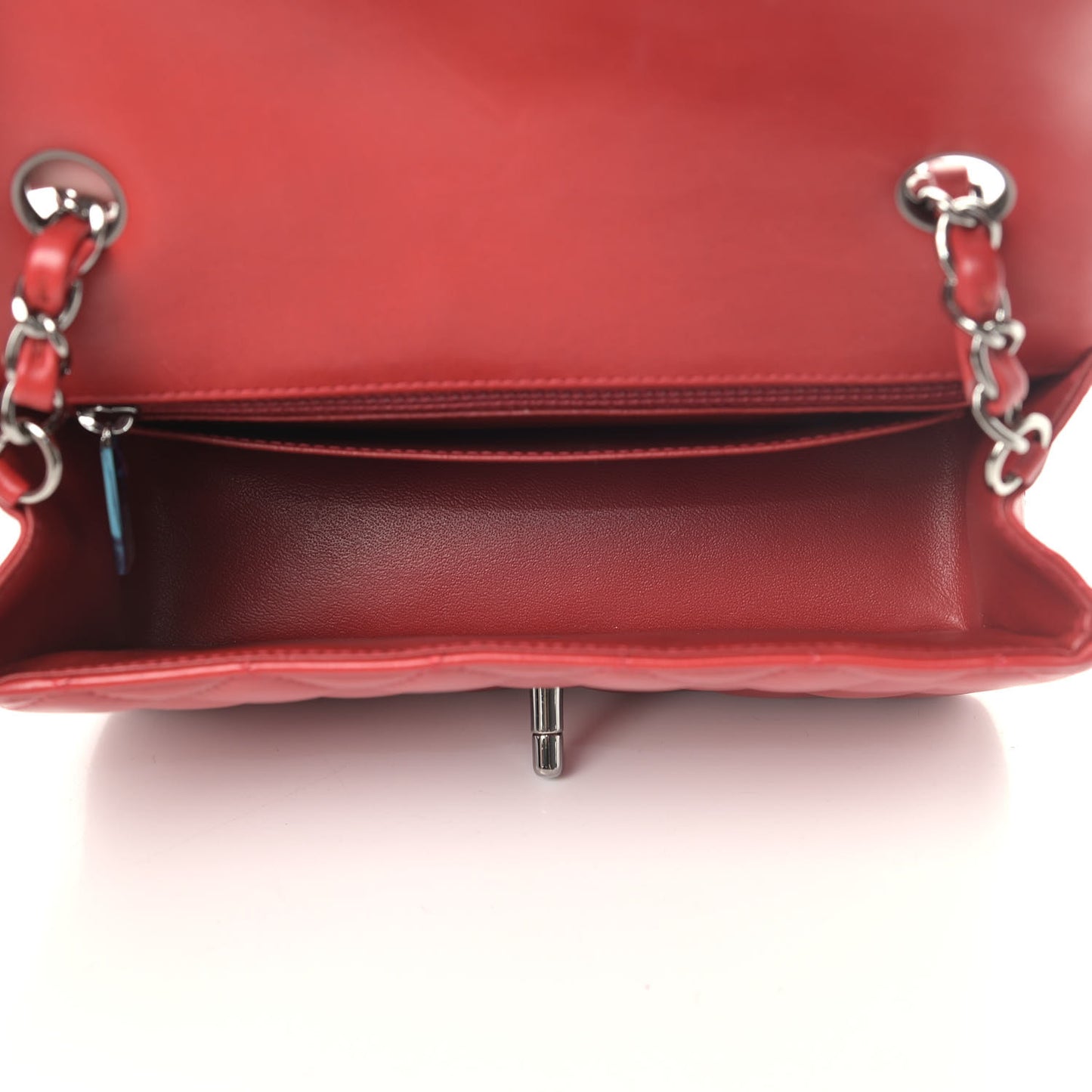 Lambskin Quilted Mini Rectangular Flap Red