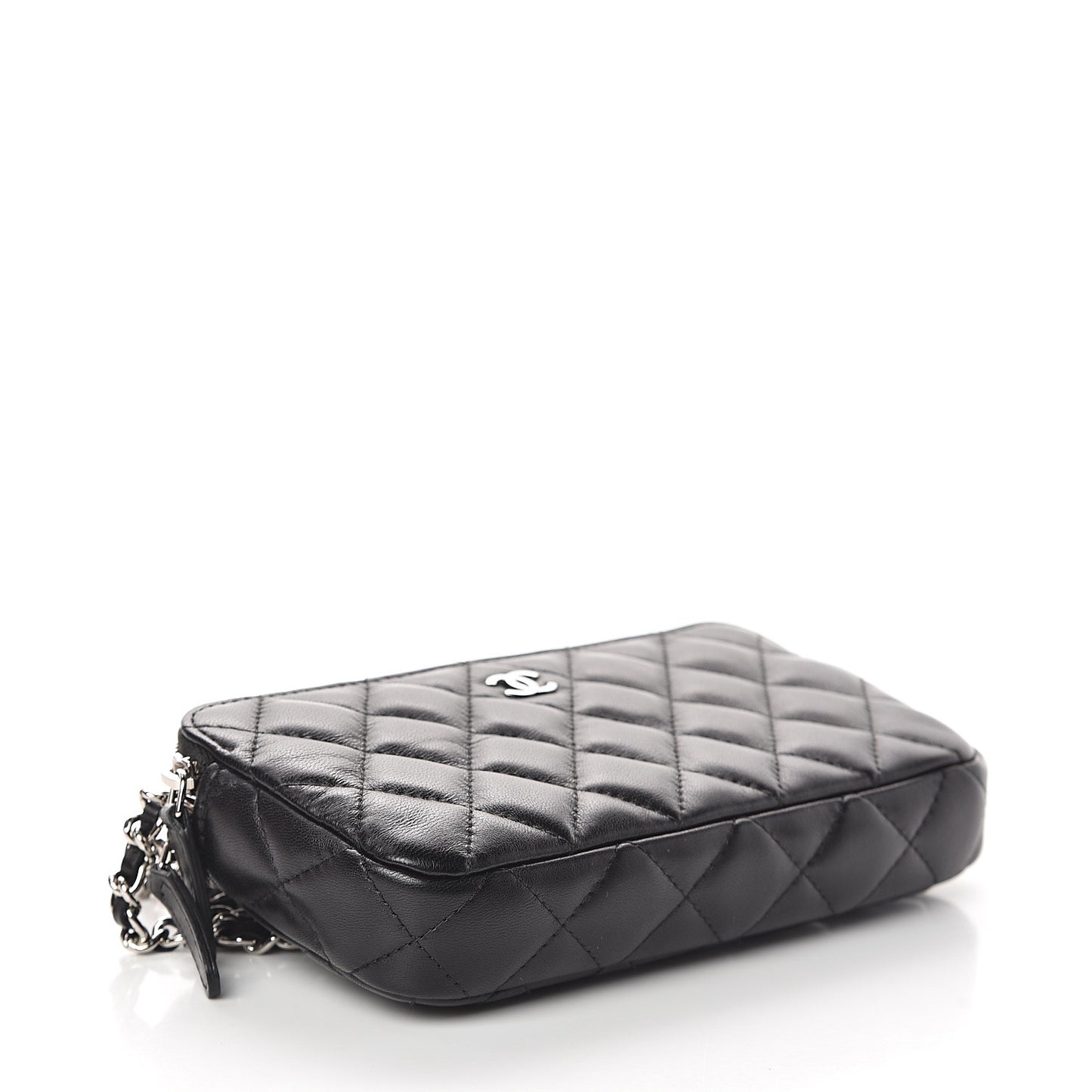 Lambskin Quilted Small Clutch With Chain Black