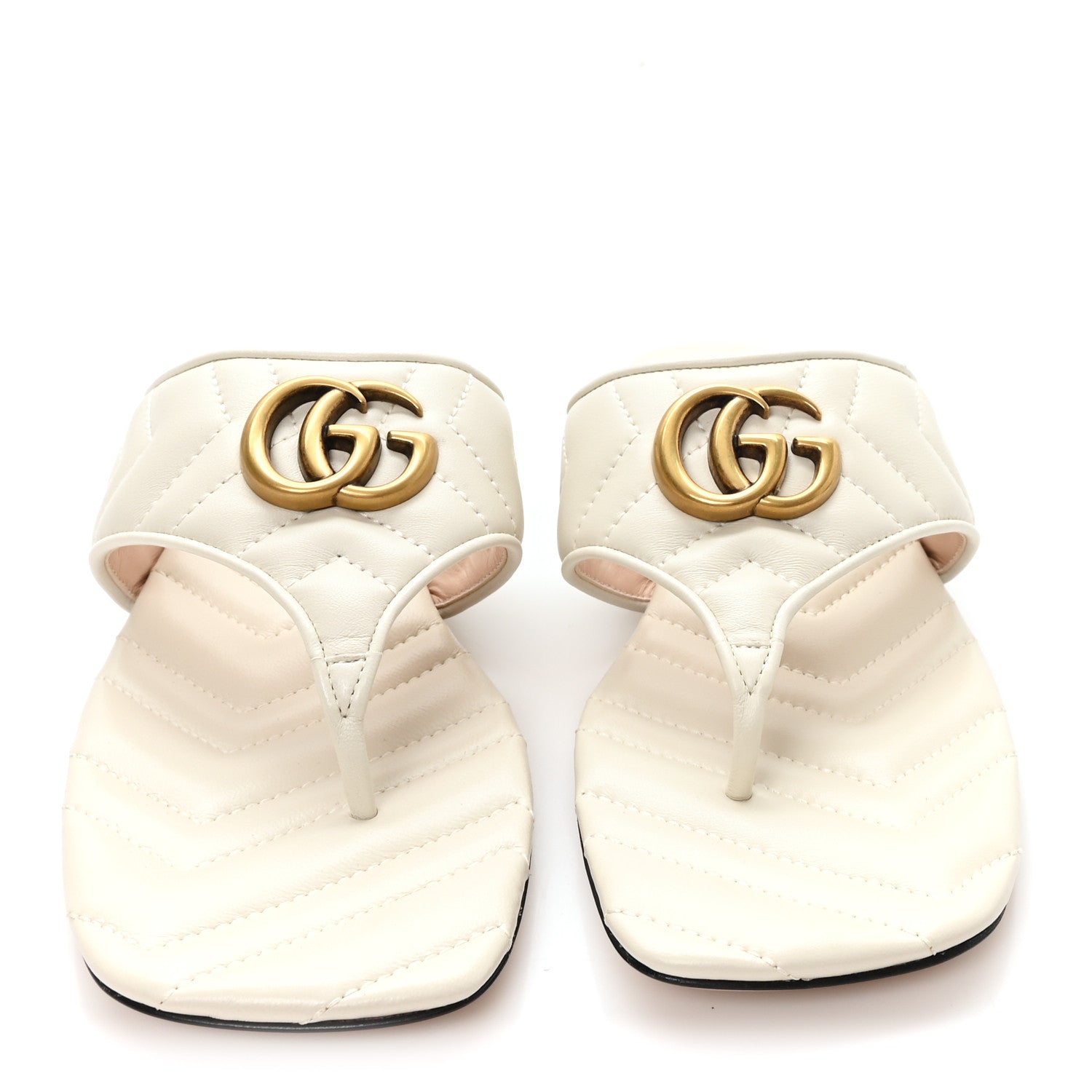 Gucci Nappa Charlotte Double G Marmont Thong Sandals 38 Mystic White 3 of 10
