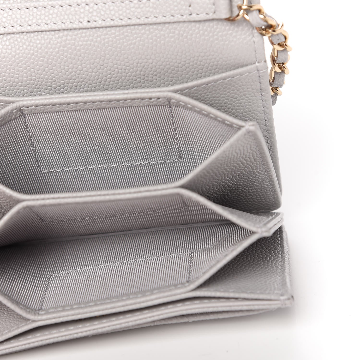 Chanel Caviar Quilted Flap Card Holder On Chain Grey 5 of 11