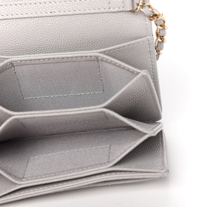 Chanel Caviar Quilted Flap Card Holder On Chain Grey 5 of 11