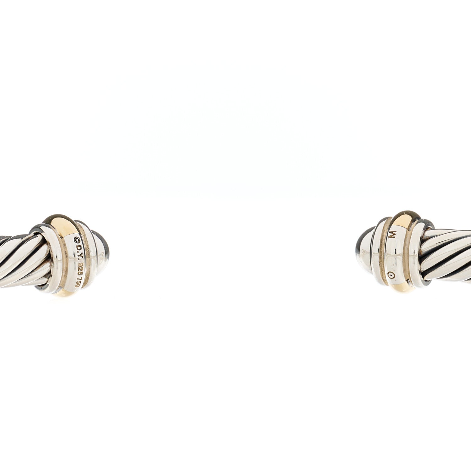 David Yurman Sterling Silver 18K Yellow Gold 4mm Cable Classics Bracelet 3 of 3