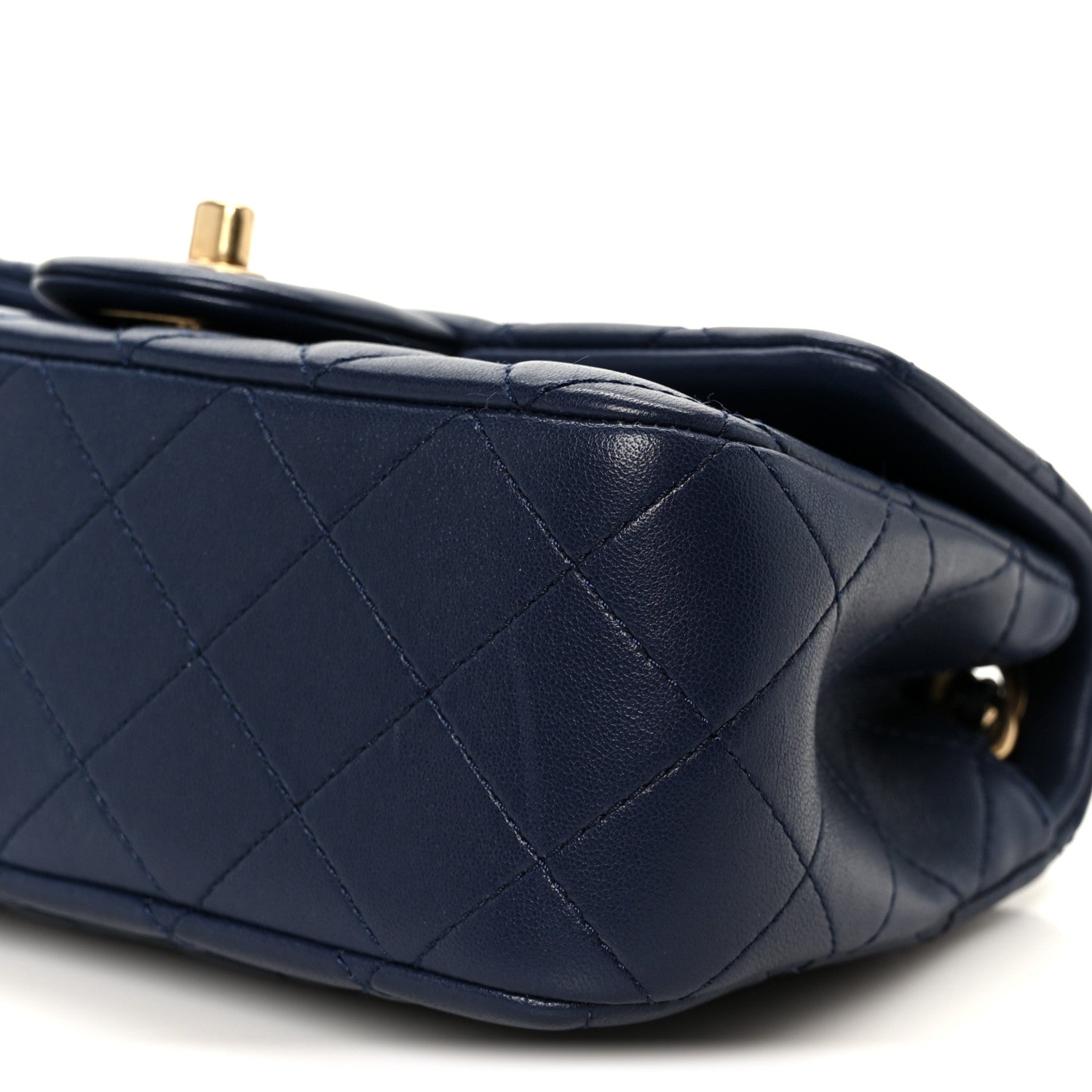 Chanel Lambskin Quilted Mini Pearl Crush Rectangular Flap Navy