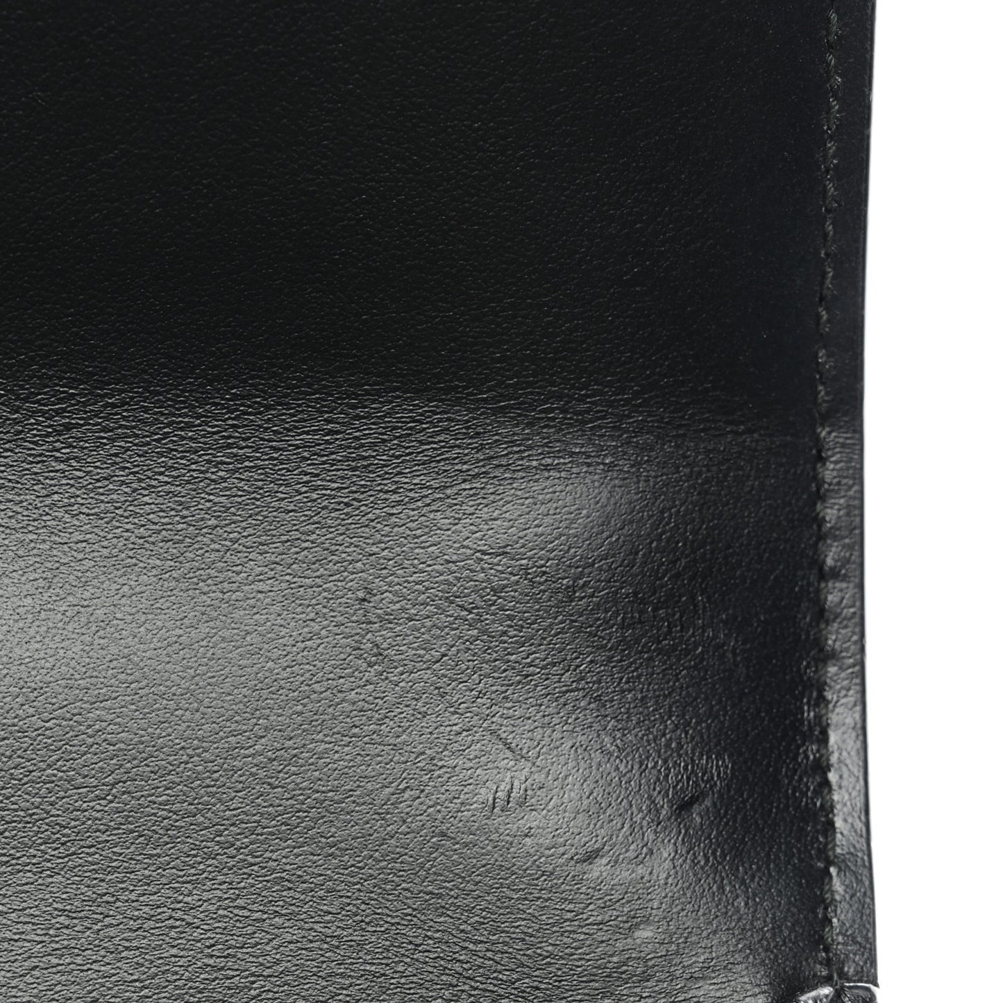 Saffiano Soft Calfskin Metal Triangle Logo Envelope Chain Shoulder Bag Black