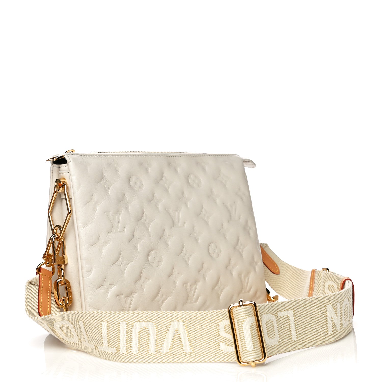 Louis Vuitton Lambskin Embossed Monogram Coussin PM Beige Cream 3 of 17