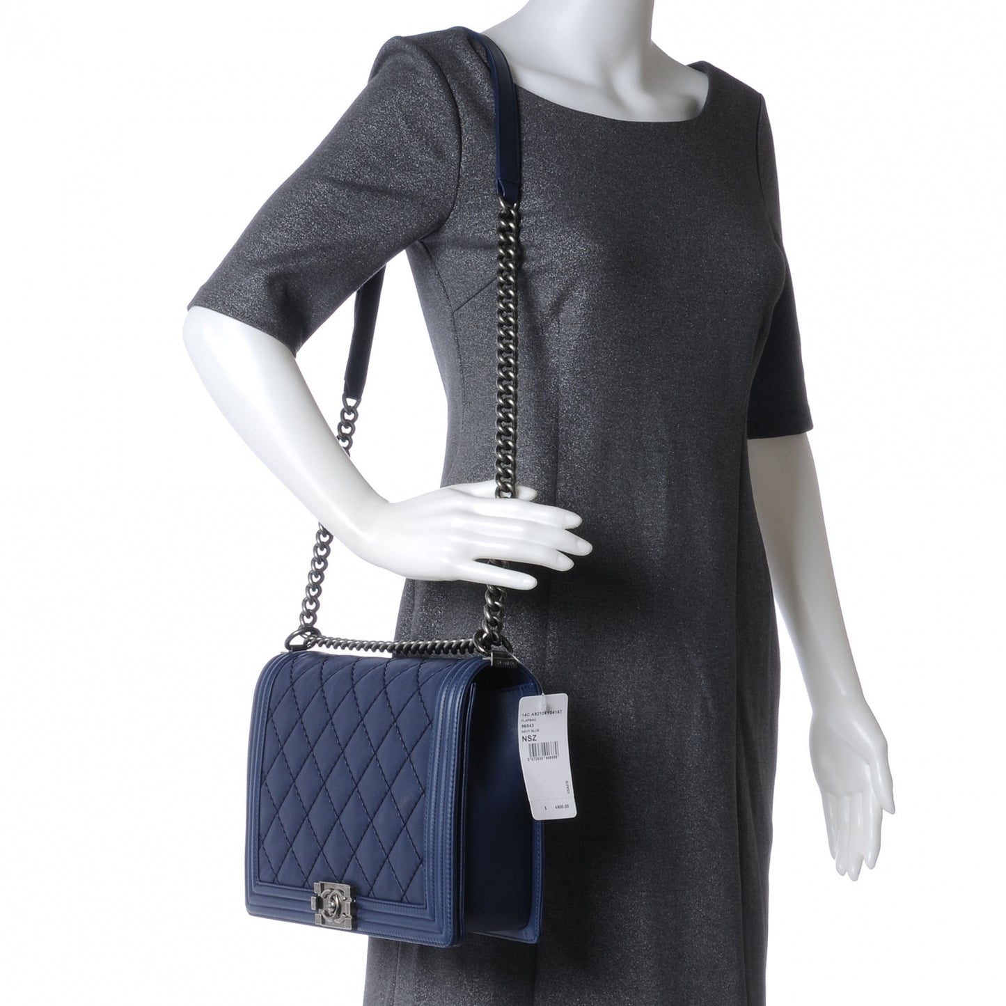 Lambskin Quilted Large Boy Flap Marine