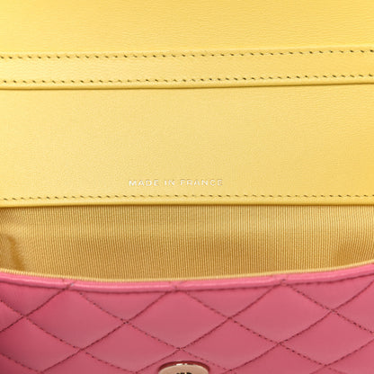 Chanel Lambskin Quilted Glasses Case With Chain Pink Yellow 7 of 12