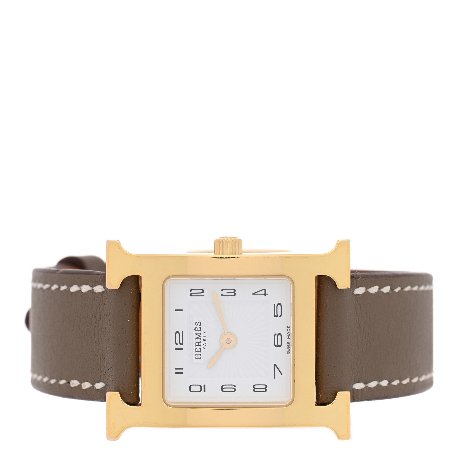 Hermes Stainless Steel Swift 21mm Heure H Hour Quartz Watch Etoupe 2 of 4