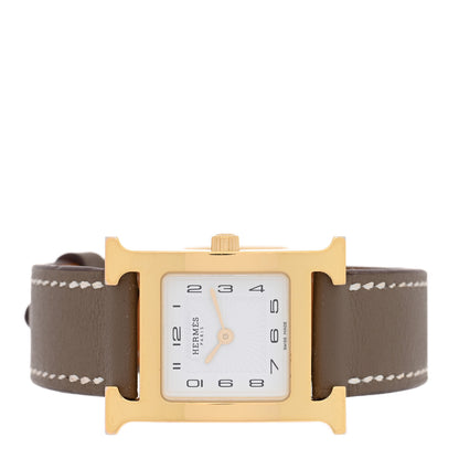 Hermes Stainless Steel Swift 21mm Heure H Hour Quartz Watch Etoupe 2 of 4