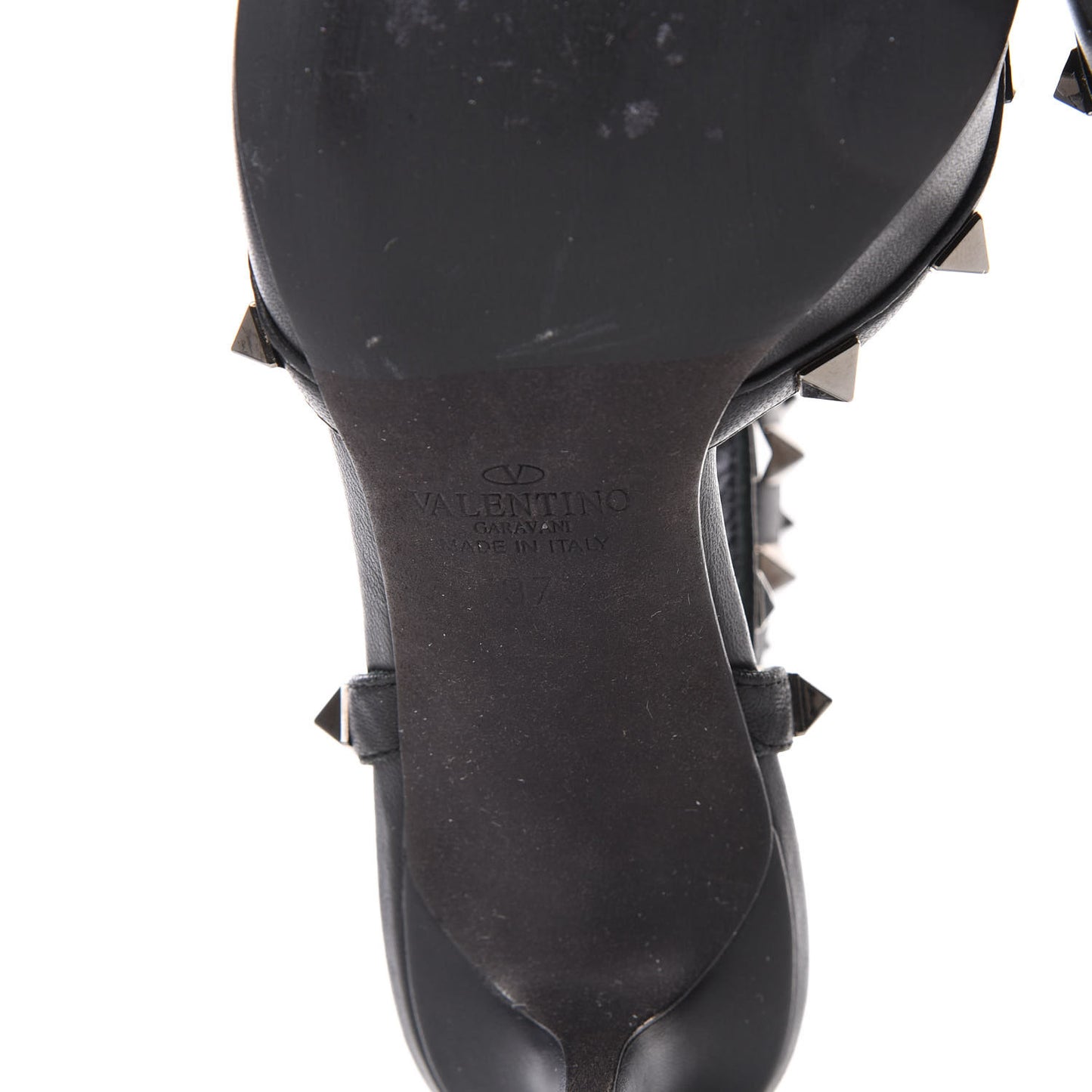 Nappa Rockstud Ankle Strap Low Heel Pumps 37 Black