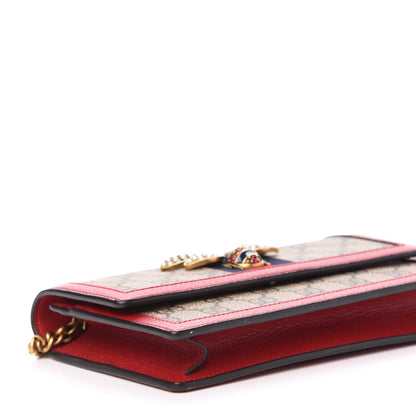 Gucci GG Supreme Monogram Web Queen Margaret Chain Wallet Red 7 of 9