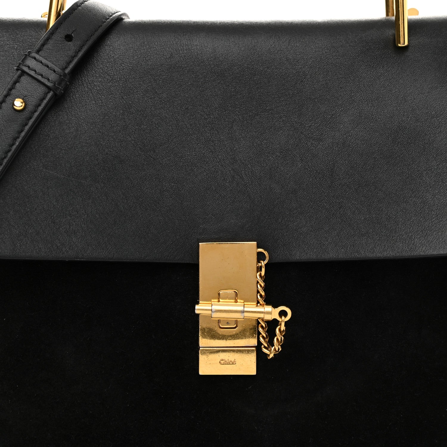 Chloe Suede Smooth Calfskin Medium Drew Shoulder Bag Black 8 of 13