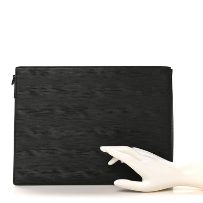 Louis Vuitton Epi Monogram Eclipse Porte Document Portfolio Black 2 of 7