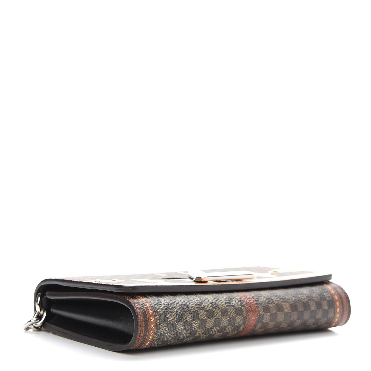Transformed Damier Ebene Time Trunk Twist Chain Wallet