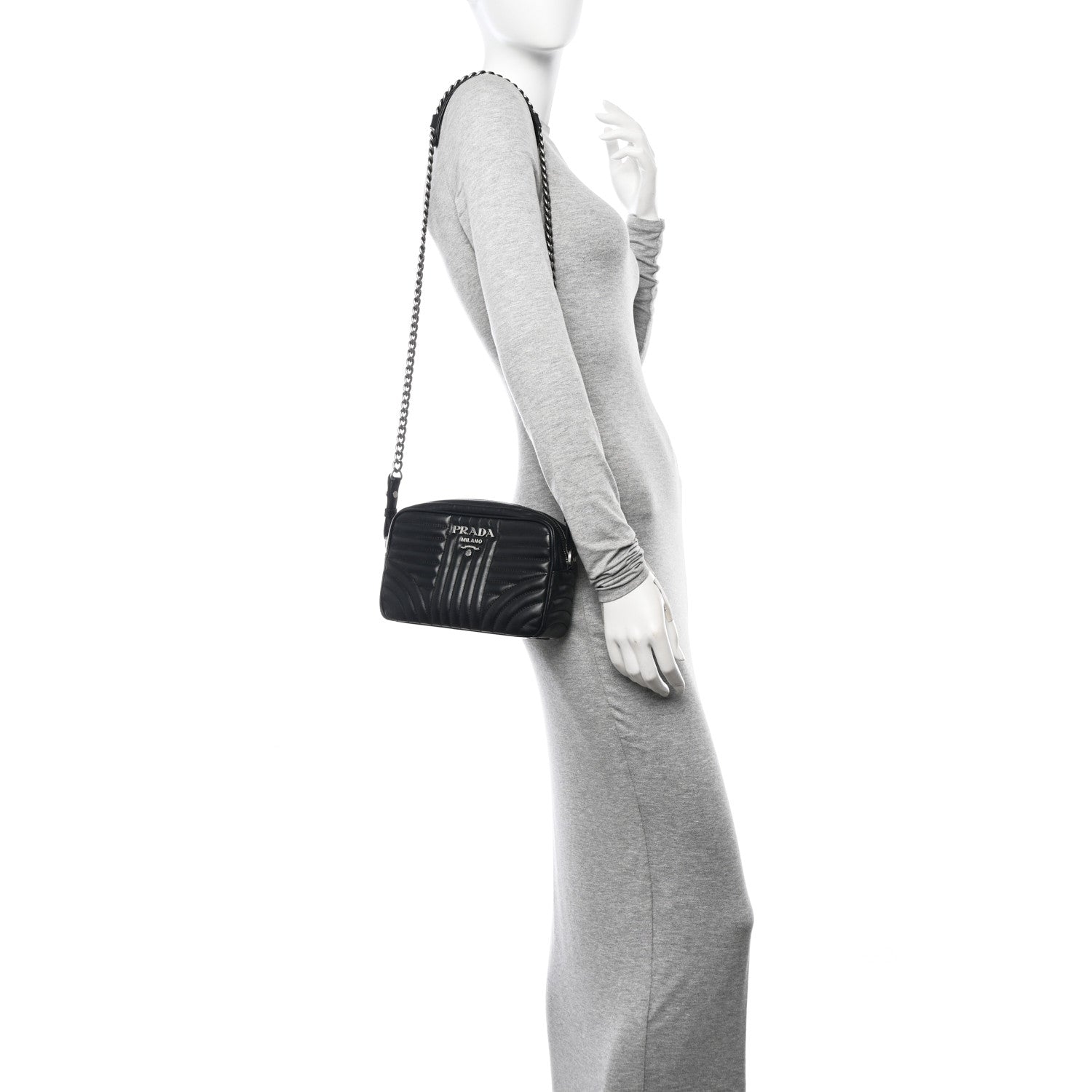 Prada Soft Calfskin Diagramme Camera Bag Black 2 of 10