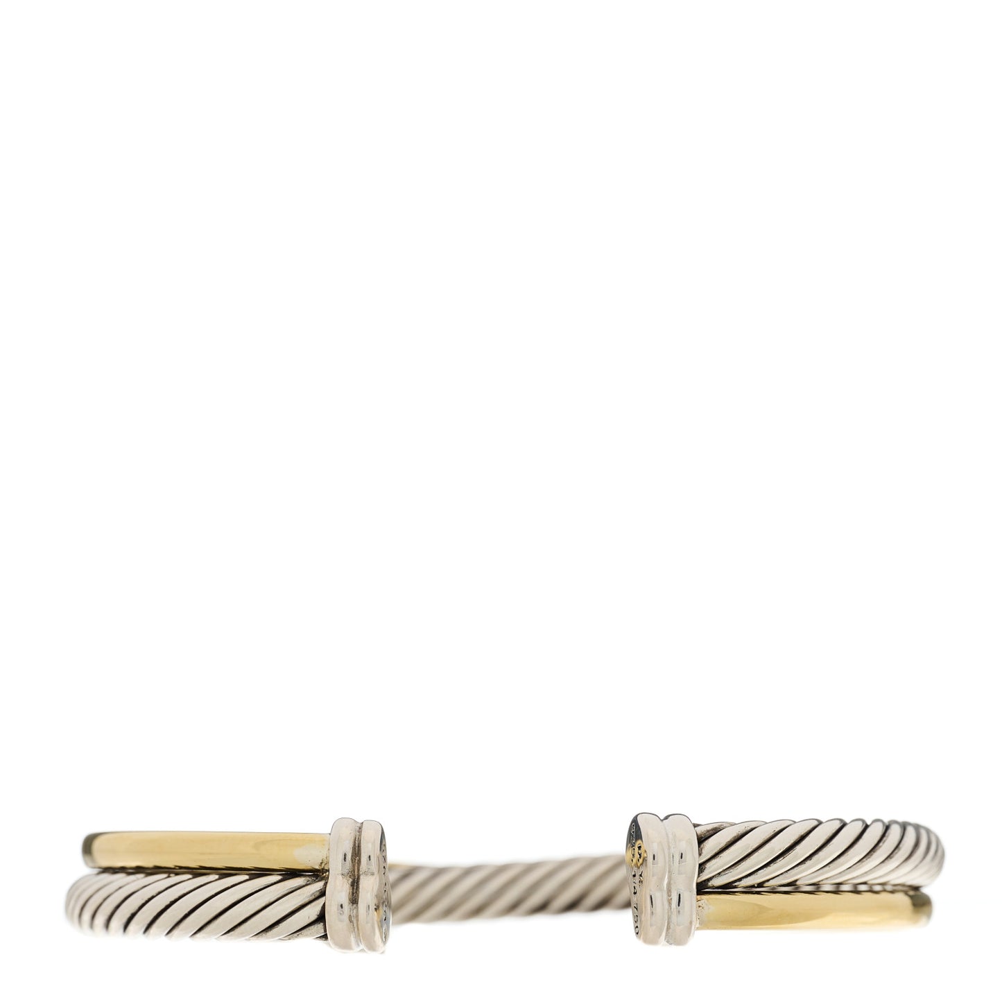 Sterling Silver 18K Yellow Gold 5mm Crossover Cuff Bracelet