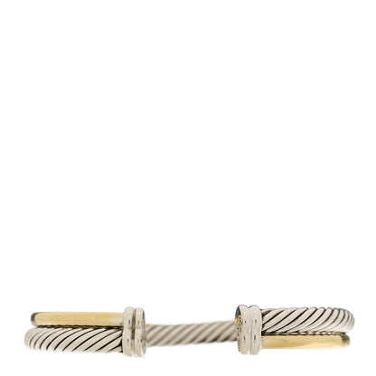 David Yurman Sterling Silver 18K Yellow Gold 5mm Crossover Cuff Bracelet 2 of 3