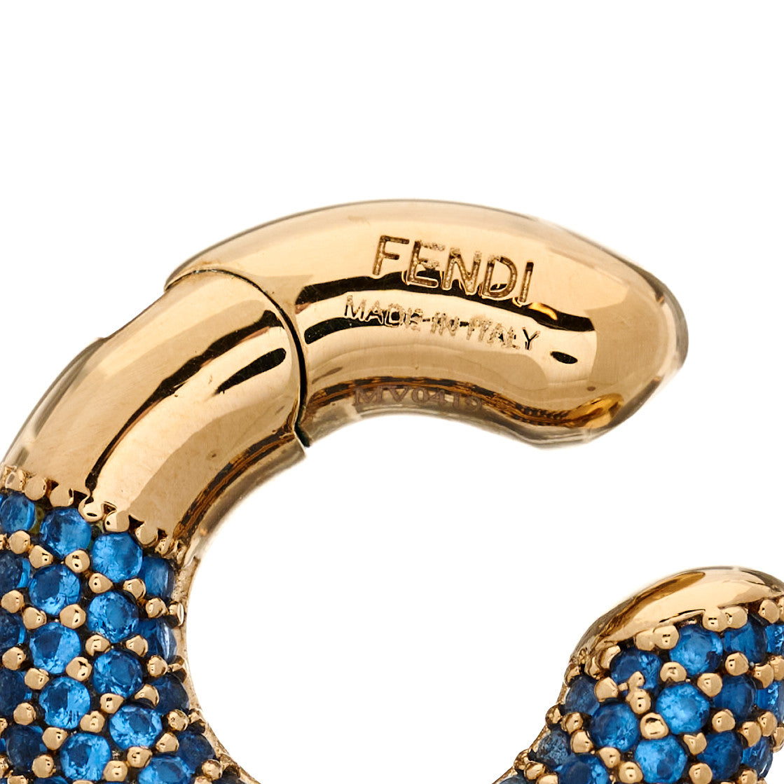 Metal Crystal Ear Cuff Blue Gold