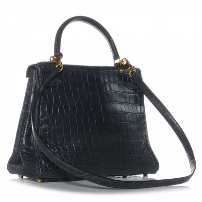 Hermes Matte Niloticus Crocodile Kelly 28 Bleu Indigo 2 of 9