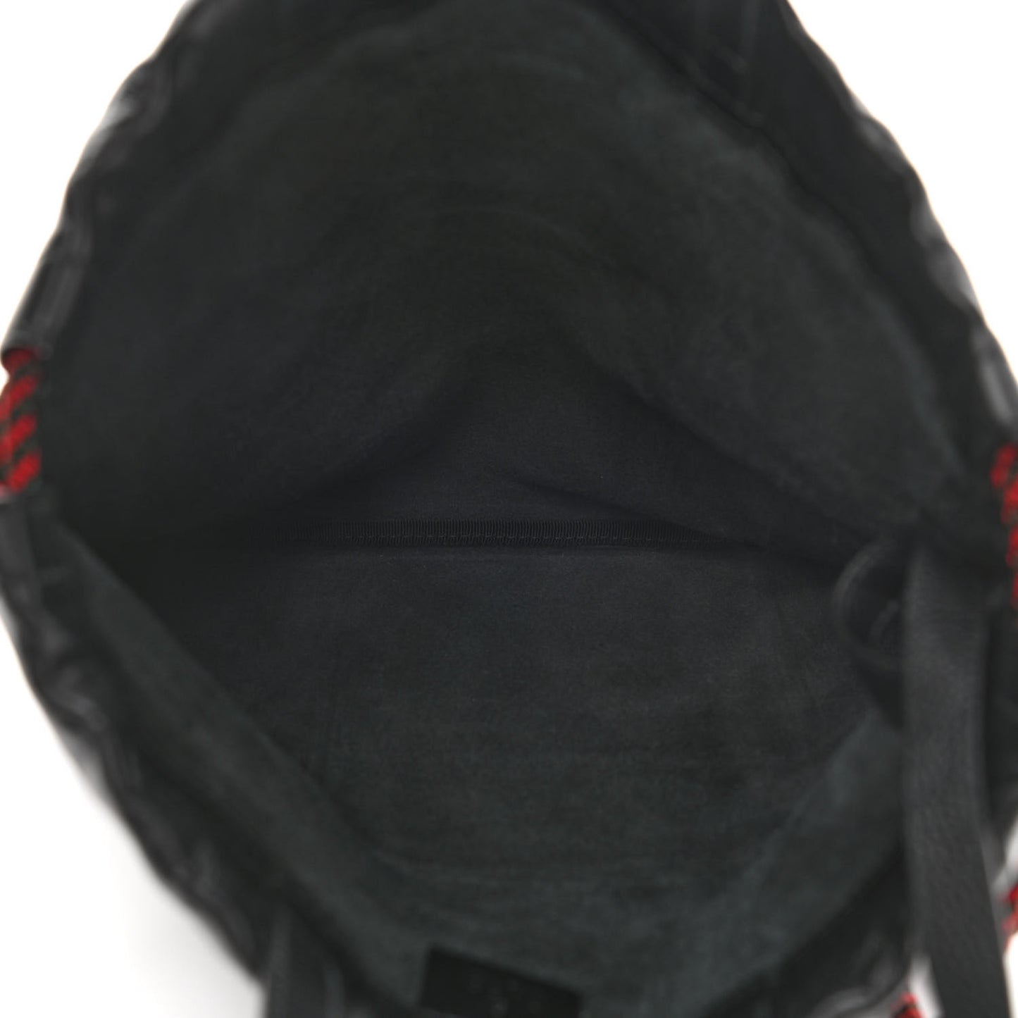 Calfskin Logo Drawstring Backpack Black