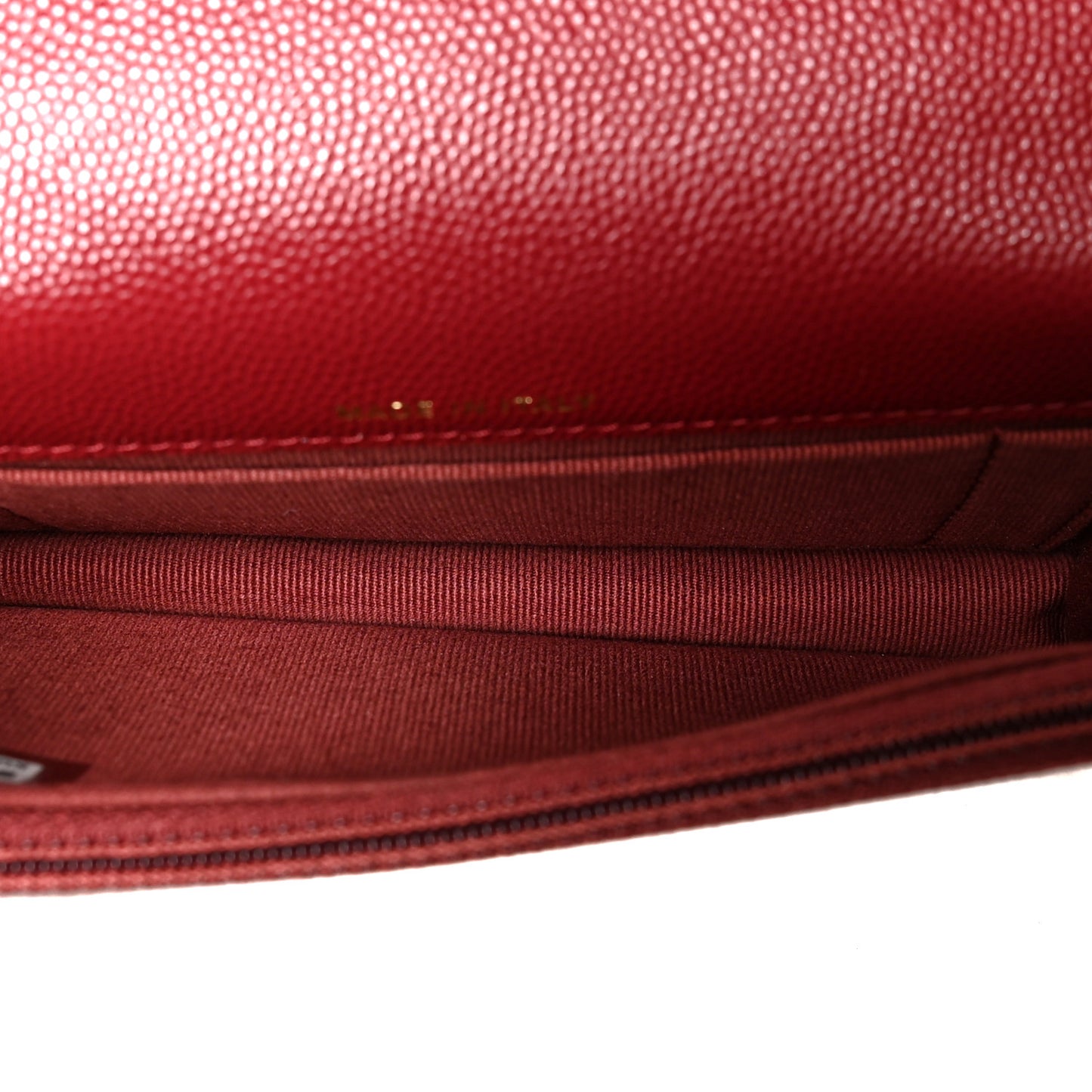 Caviar Quilted Pocket Twins Clutch With Chain Burgundy