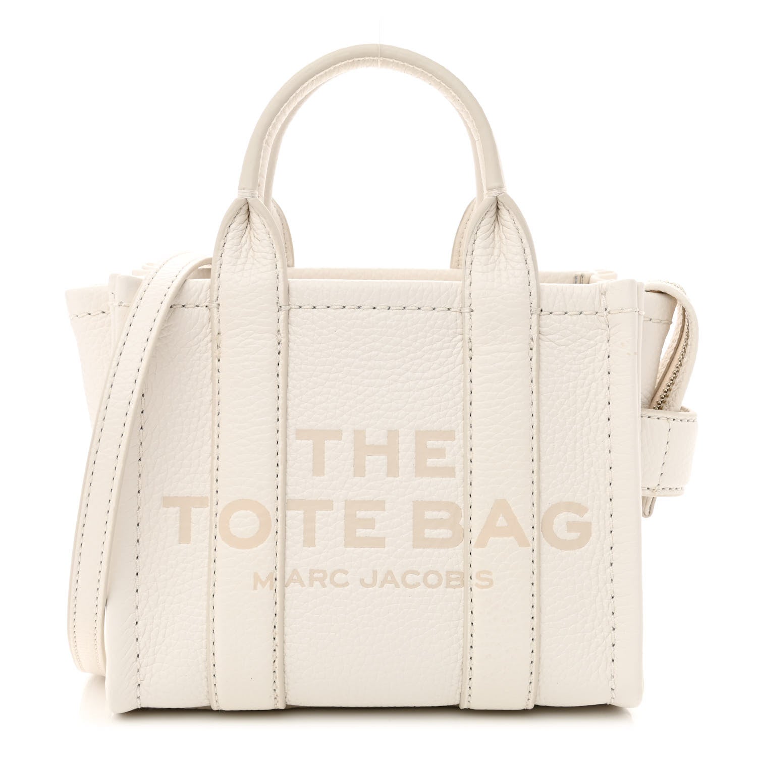 Marc Jacobs Grained Calfskin Micro The Tote Bag Cotton Silver 1 of 9