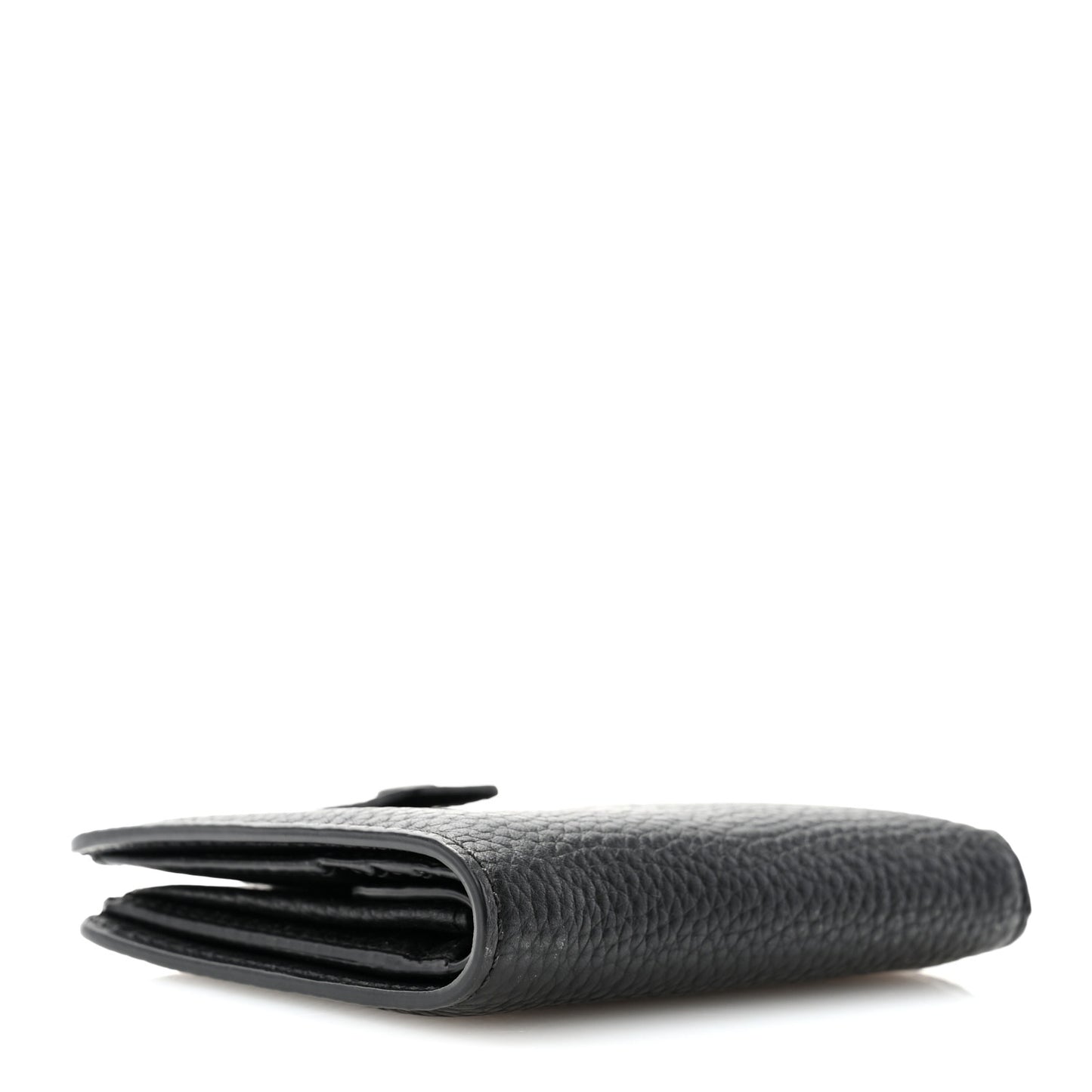 Soft Grained Calfskin Logo Embossed Lakeside Wallet Black