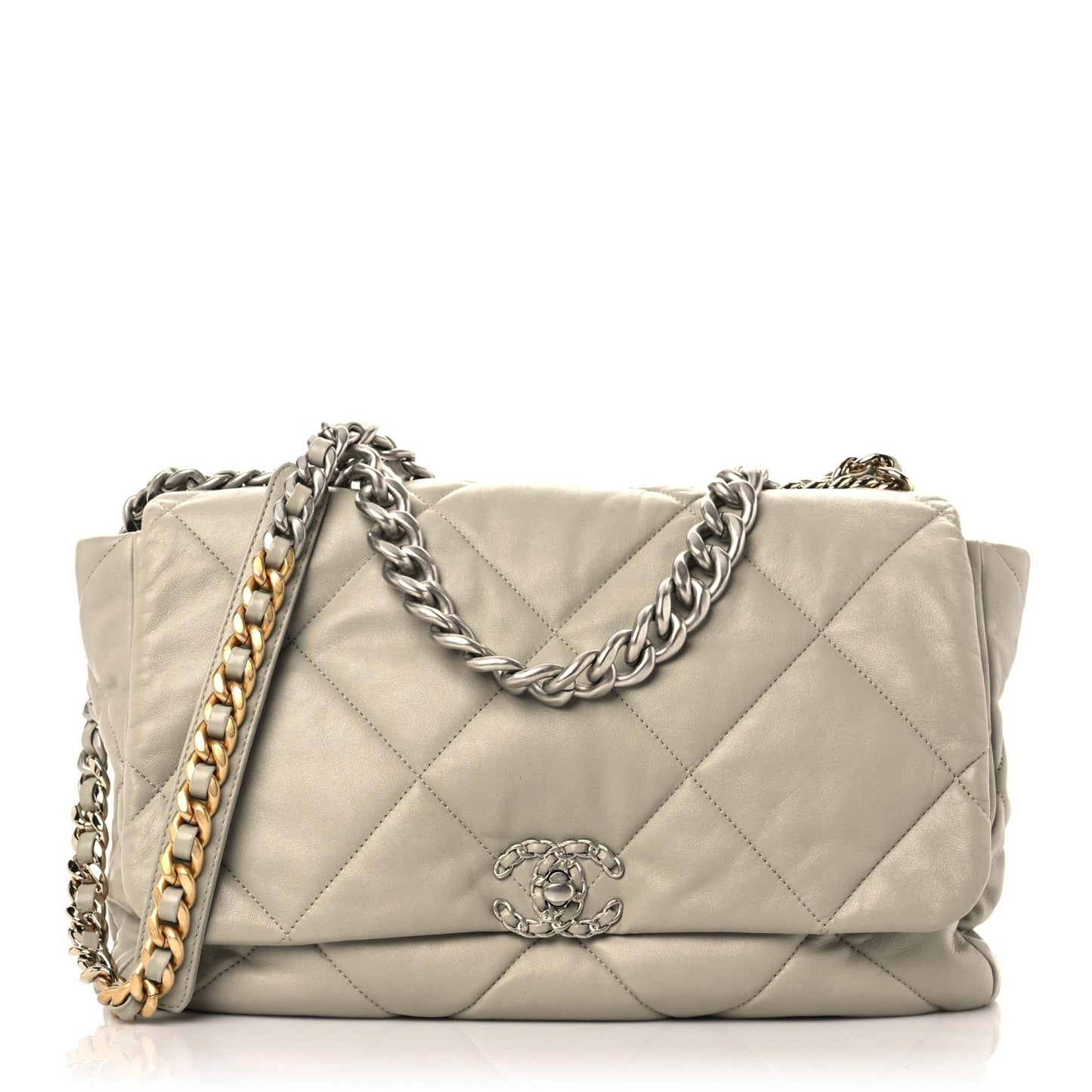 Lambskin Quilted Maxi Chanel 19 Flap Grey