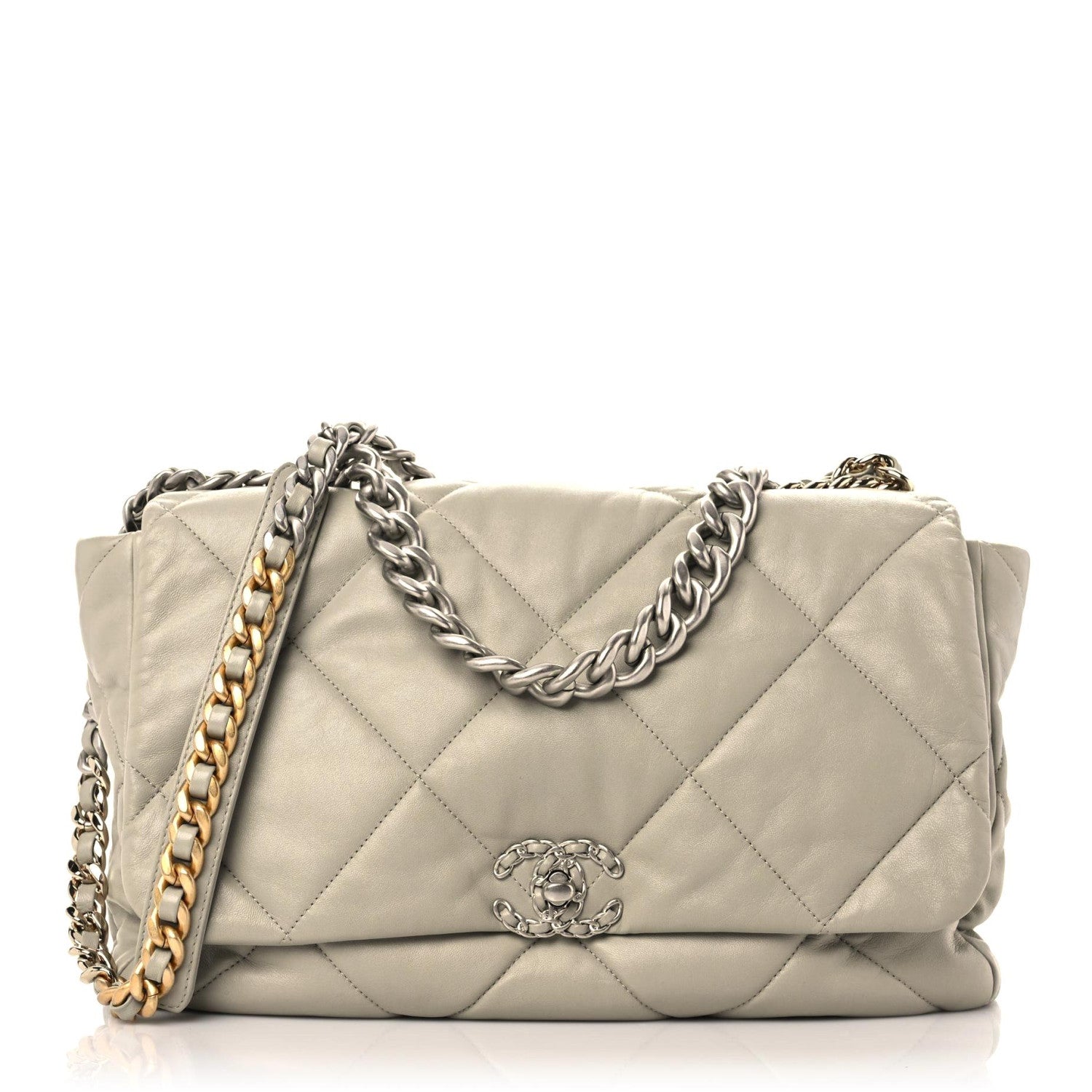 Chanel Lambskin Quilted Maxi Chanel 19 Flap Grey 1 of 12