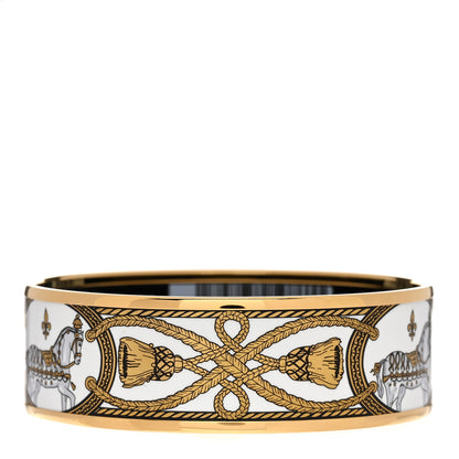 Hermes Enamel Printed Wide Grand Apparat Bracelet 65 White 3 of 6