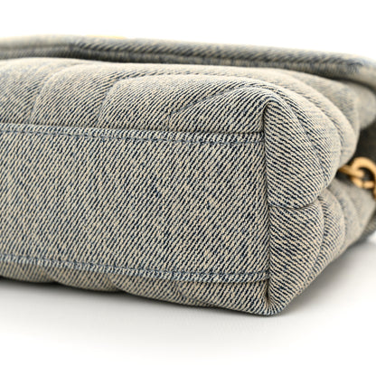 Saint Laurent Denim Y Quilted Monogram Toy Loulou Crossbody Bag Grey 10 of 11
