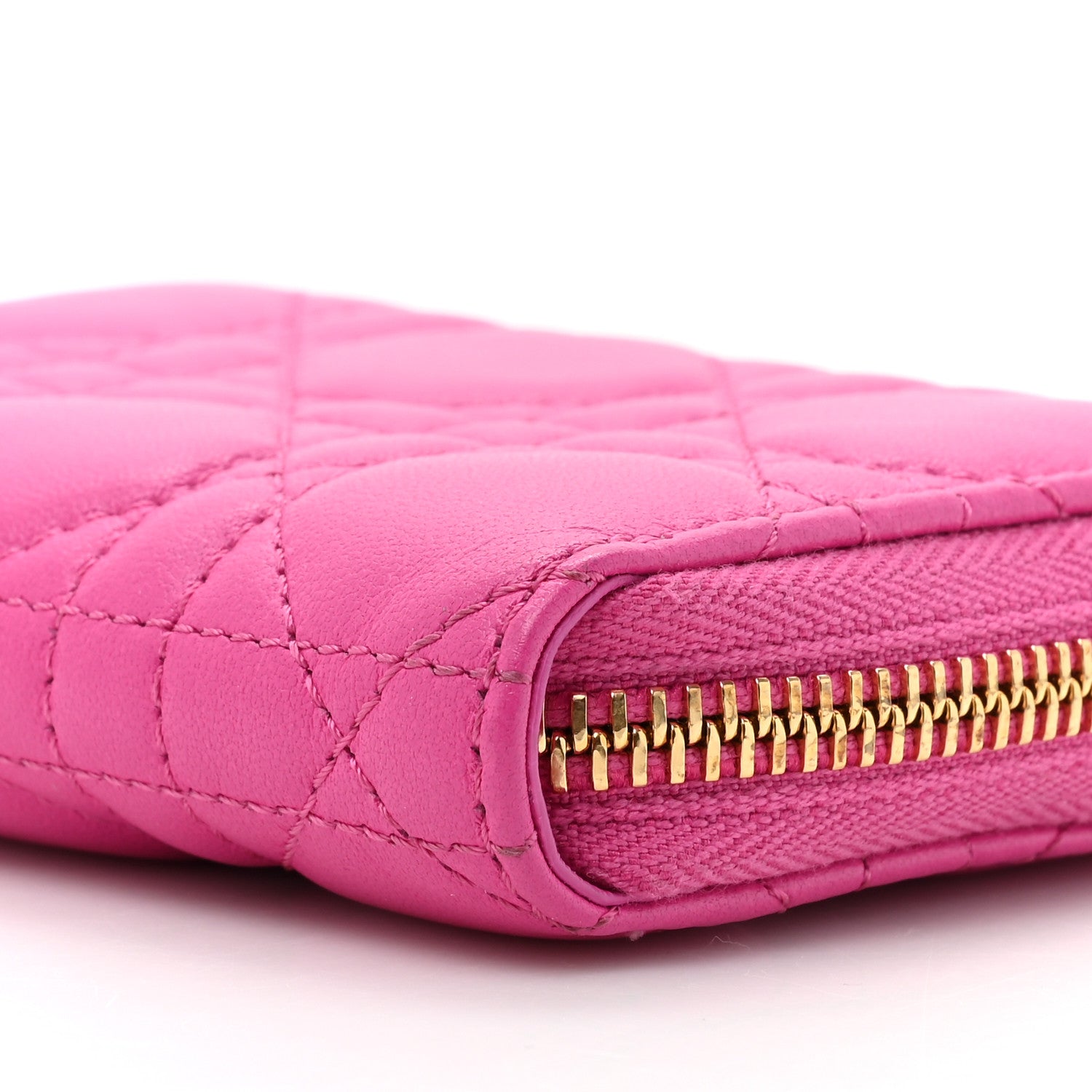 Christian Dior Lambskin Cannage Small Lady Dior Voyageur Coin Purse Fuchsia 12 of 13