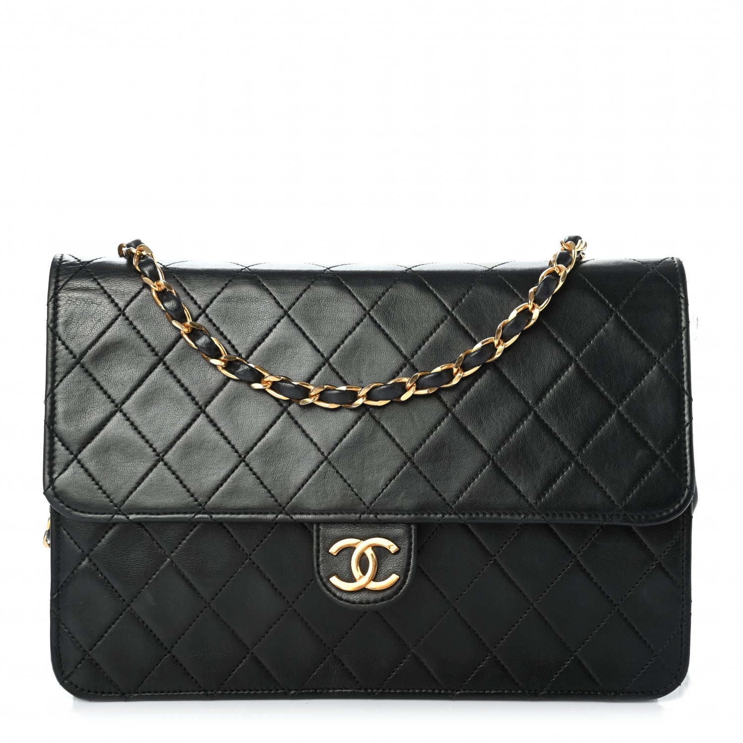 Chanel Lambskin Quilted Medium Single Flap Black 1 of 12