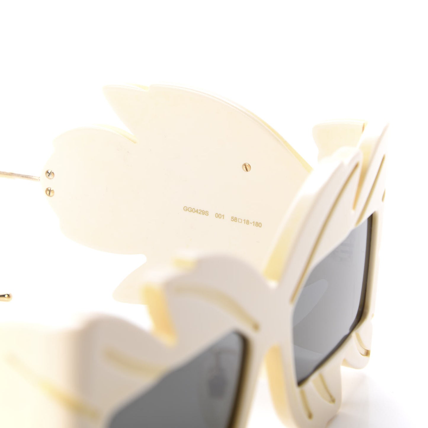 Acetate Square Frame Wing Sunglasses GG0429S Ivory