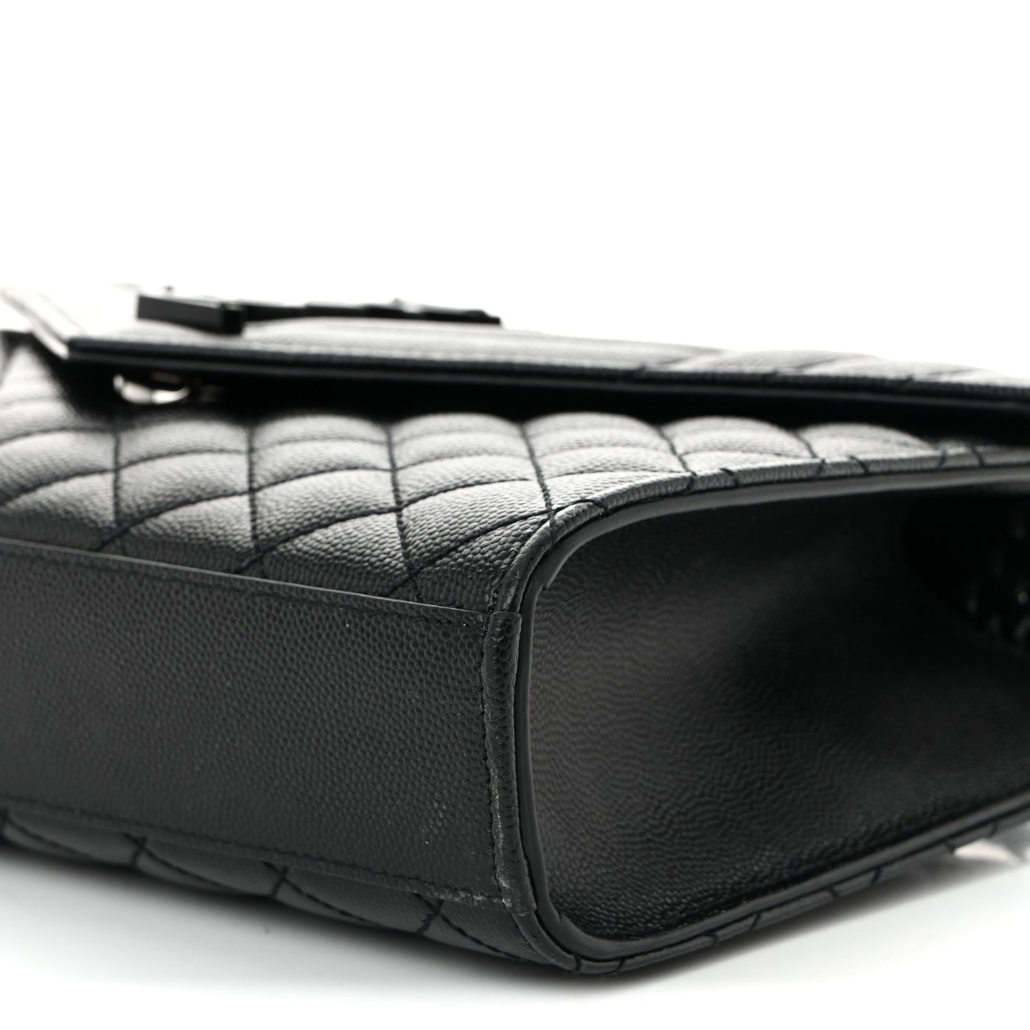 Grain De Poudre Textured Mixed Matelasse Triquilt Medium Monogram Monochrome Satchel Black