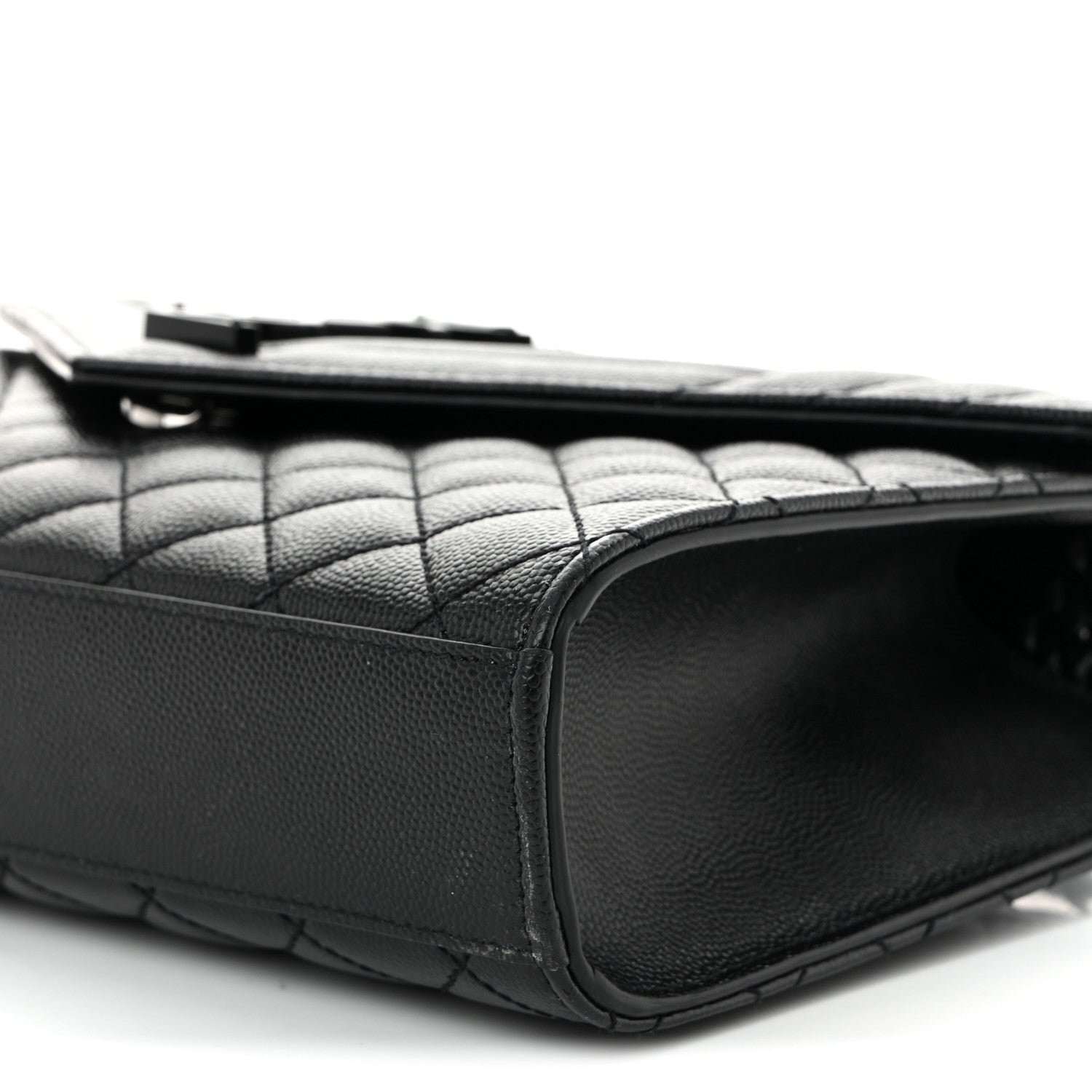 Saint Laurent Grain De Poudre Textured Mixed Matelasse Triquilt Medium Monogram Monochrome Satchel Black 10 of 10