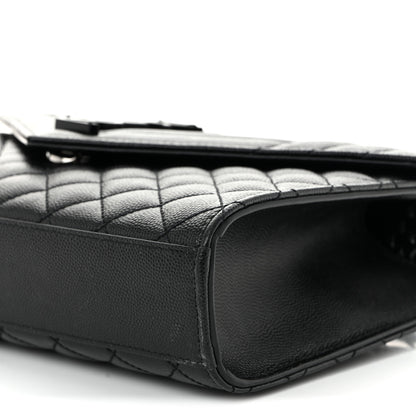 Saint Laurent Grain De Poudre Textured Mixed Matelasse Triquilt Medium Monogram Monochrome Satchel Black 10 of 10